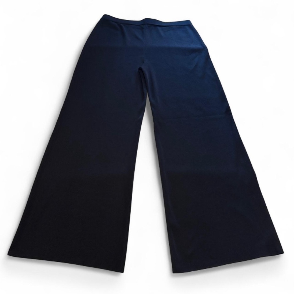 Misook Knit Pull On Pants Sz XL Wide Leg Black Stretch Work Office Professional - Picture 2 of 5